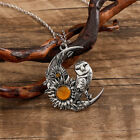 Creative Vintage Style Sunflower Moon Owl Pendant Necklace Party Boho Jewelry
