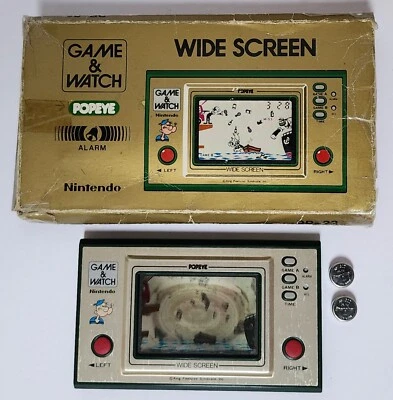 Nintendo GAME AND & WATCH Popeye Wide Screen 1981 Tested W/ Box & Batteries - Image 1 of 4