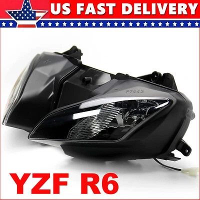 Fit For Yamaha YZF R6 YZFR6 2008-2016 2015 2014 Black Front Headlight Assembly - Imagem 1 de 4