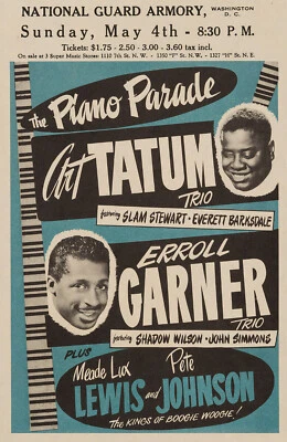 1952 ART TATUM / ERROL GARNER NATIONAL GUARD ARMORY CONCERT POSTER - Image 1 of 2