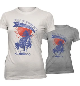 Damen T-Shirt Lady Fit Sun is Shining Sommer Strand Palmen Surfen SIS9720 - Picture 1 of 1