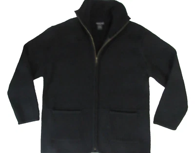 Tally Ho Cárdigan Negro Cremallera Acrílico Imitación Lana Tejido Bolsillos 3/4 SLV Tortuga Foto 1 de 4