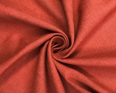 Linen Mix Fabric - Rust Orange - Plain Linen Craft Fabric Material Metre - Image 1 of 4