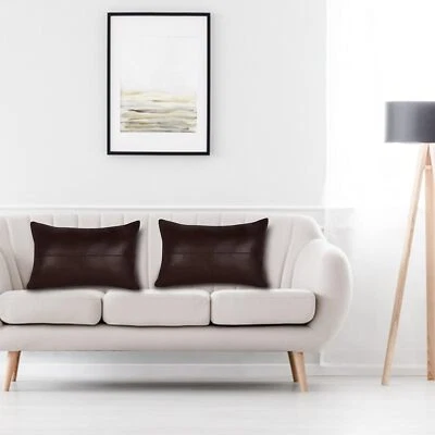 Коричневый антикварный кожаный прямоугольный наволочка из овечьей кожи для украшения дома и спальни - Изображение 1 из 4