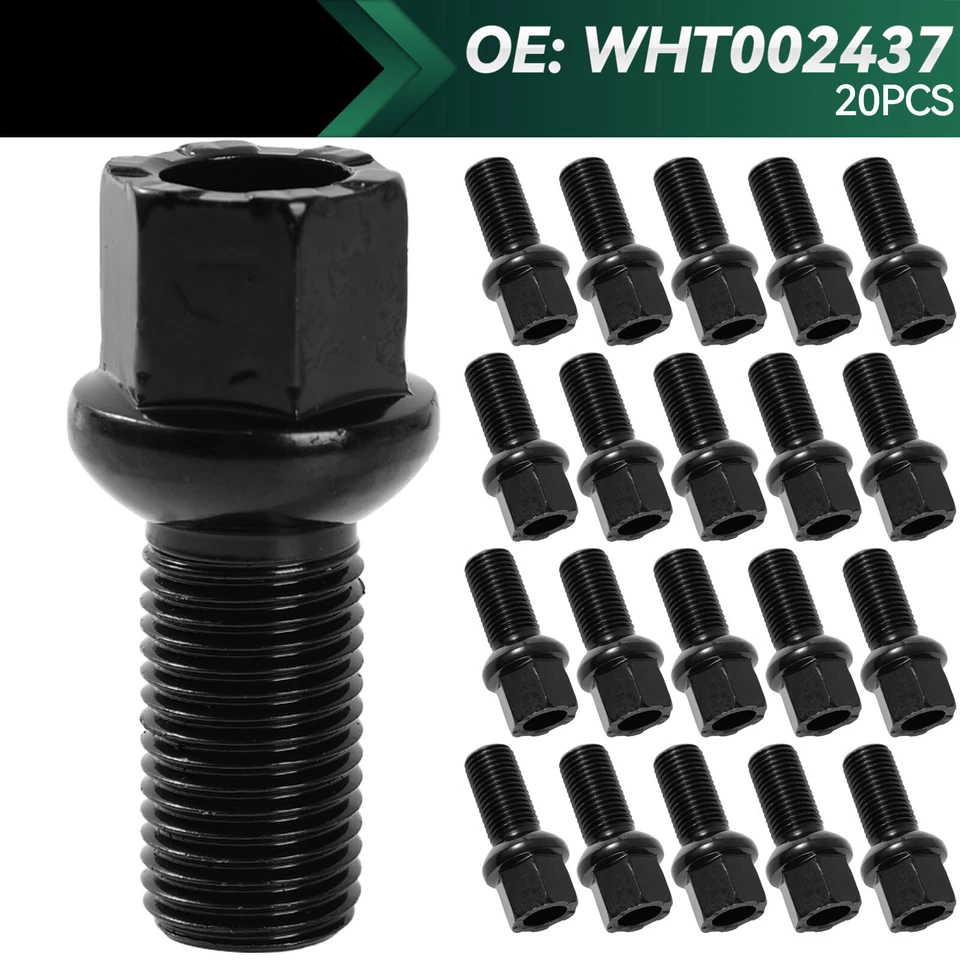20x Wheel Nuts Bolts 17mm Black M14x1.5 28mm Thread Radius WHT002437 For VW AUDI Foto 1 de 4