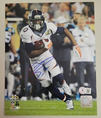 Фотография с автографом Эммануэля Сандерса из Denver Broncos 8x10 Beckett SMU Football  - Изображение 1 из 3
