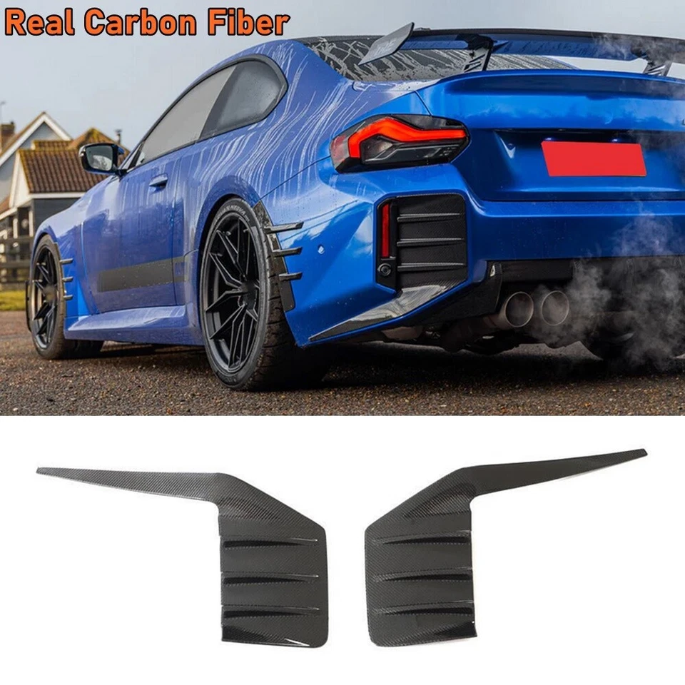 Parachoques trasero de carbono real para BMW M2 G87 2022-2024 ventilación lateral hoja C moldura canards Foto 1 de 4