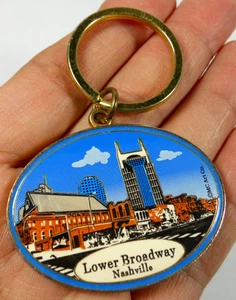 vintage Nashville Tennessee Music City USA Lower Broadway souvenir keychain fob - Picture 1 of 5