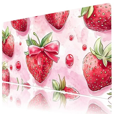 Sweet Fruit Red Strawberry Pink Desk Pad for Keyboard Desk Mat 31.5x15.7 inch - Image 1 of 4