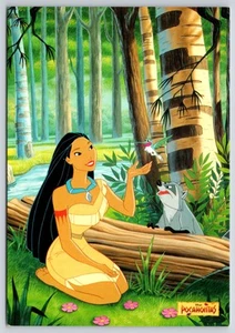 Tarjeta postal de Disney Pocahontas Meeko mapache y pájaro flit in the Forest Italia UNP 4x6 - Imagen 1 de 2