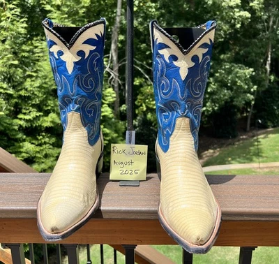 Rios of Mercedes светло-бежевый/костяной цвет ящерица w/синий Kidskin стержни в размере 11D - Изображение 1 из 4