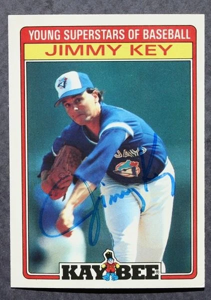 Tarjeta Topps Kaybee Toys 1986 autógrafo firmado por Jimmy Key estrella de los Azulejos de Toronto -- Foto 1 de 1