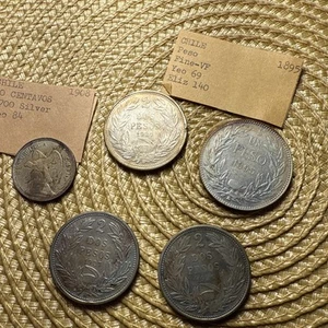 Chile Coin Collection 5 Sliver 1908 27 1895 - Picture 1 of 13