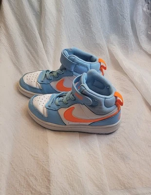 Nike Niños Court Borough 2 Mid Top Zapatilla Azul Naranja Talla 12 C Zapatos LEER DESCRIPCIÓN Foto 1 de 4