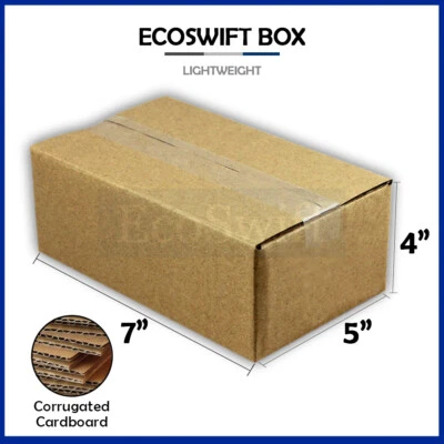 1-Box 7x5x4 EcoSwift Cardboard Packing Moving Shipping Box Corrugated Carton - Image 1 of 4