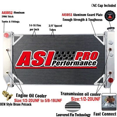 3 Row Radiator For 1982-1986 1985 Chevy C/K 10 20 30 GMC 1500 2500 3500 6.2L V8 - Image 1 of 4