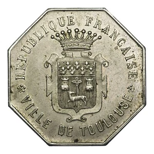 France jeton 1889 Centenaire de la Révolution Banquet de Toulouse maillechort - Picture 1 of 2