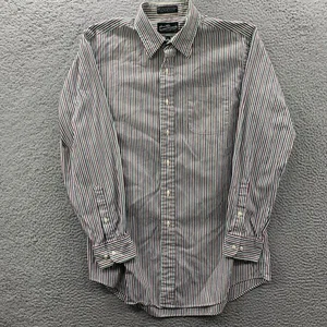 VTG SEARS Shirt Mens Large 16.5 Striped Button Up Long Sleeve Dress White - Picture 1 of 8