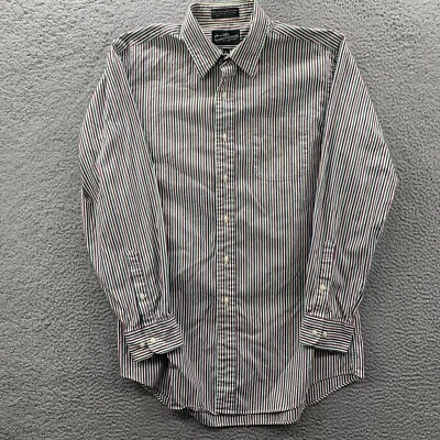 VTG SEARS Shirt Mens Large 16.5 Striped Button Up Long Sleeve Dress White - Image 1 of 4