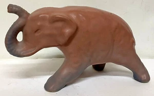 Vintage VAN BRIGGLE Pottery Trunk Up Elephant Figure Pink Persian/Mulberry? - Picture 1 of 2