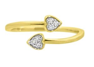 Yellow Gold Plated 0.21Ct Cubic Zirconia Adjustable Bypass Heart Toe Ring