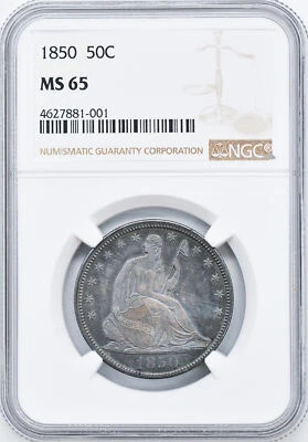 Liberty Seated 50C 1850 NGC MS 65 Foto 1 de 4