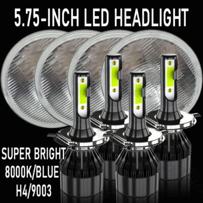 5-3/4  blue 8000k LED Halo LED Bulb Headlight Crystal Clear Set - Изображение 1 из 4