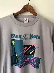 VTG 80s 90s Blue Note Jazz Club New York City Autographed Shirt Gray Large - Picture 1 of 6