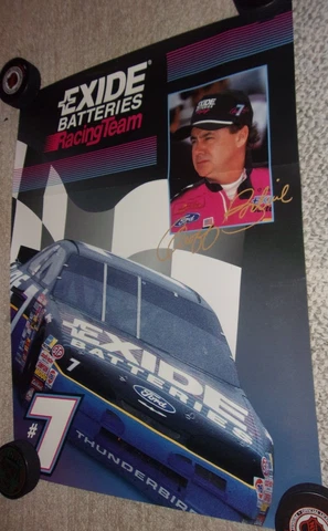 GEOFF BODINE NASCAR POSTER Exide Batteries Racing Team 18 x 24 has fold NO DATE Cover