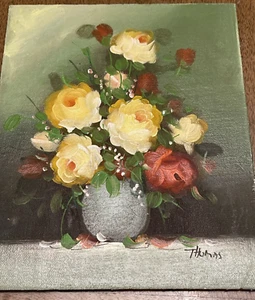 Original Still Life Oil ? Painting Roses Floral Flowers Signed 8x10” - Picture 1 of 9