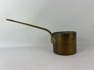 Antique Solid Brass Saucepan pot w/ Brass Hand-forged Handle UNIQUE - Picture 1 of 18