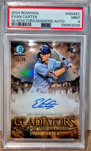 2024 Bowman Evan Carter Gladiators Of The Diamond Rookie Auto #/99 PSA MINT 9 - Picture 1 of 2