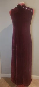 Vintage 1980's Asian Influenced Red Velour Dress - Picture 1 of 10