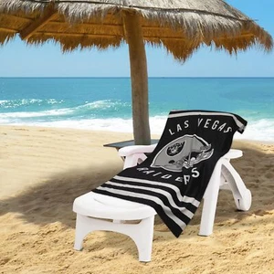 Northwest NFL Las Vegas Raiders "Stripes" Beach Towel, 30" x 60" - Picture 1 of 6