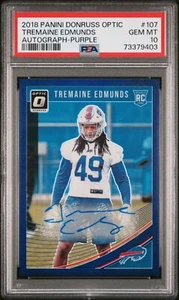 2018 Optic Purple Auto Tremaine Edmunds /35 PSA 10 Pop 4 Vt Bills Bears - Picture 1 of 2