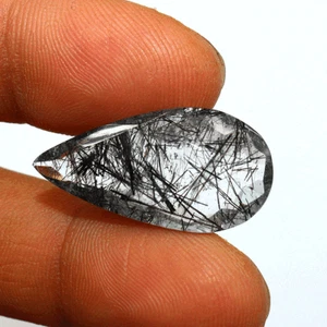 15.55 Cts Natural Tourmaline Rutile Quartz Untreated 27mmx14mm Pear Cut Gemstone - Picture 1 of 11