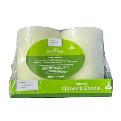  Mainstays Outdoor Citronella Candles - Repels Mosquitoes  2 candle pack New - Image 1 of 3