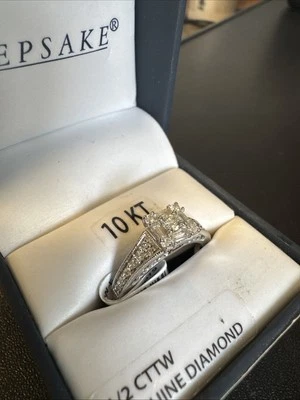 Anillo de compromiso Keepsake Sincerity oro blanco 10k, talla 7 mujer Foto 1 de 4