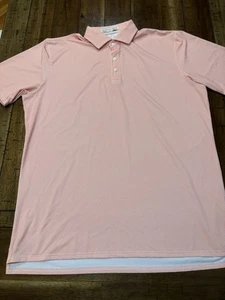 Holderness & Bourne Poloshirt Herren XL Geo Print Tailored Fit Golf Wear Peach - Bild 1 von 6