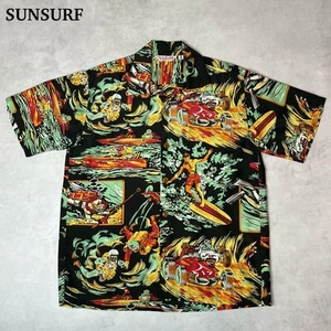 Sun Surf Mister Freedom RocknRoll Shirt Black Rayon Cotton Shoulder Width 46cm - Picture 1 of 12