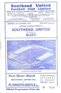SOUTHEND UNITED V BURY ~ 31 JANUARY 1959 ~ EXCELLENT CONDITION PROGRAMME - Picture 1 of 1