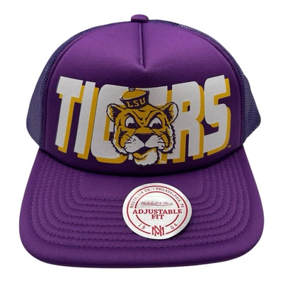 Mitchell & Ness LSU Tigers Billboard Hat Cap Snapback Trucker Purple Throwback - Image 1 of 4