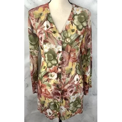 Blusa túnica floral vintage años 80 talla M abotonada cottagecore cuello en V romántica relajación Foto 1 de 4