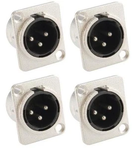 4x XLR male Einbaubuchse D Typ 3 pol Einbaustecker Neutrik kompatibel 3-polig - Bild 1 von 3