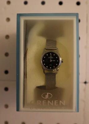 Reloj Pulsera Grenen Denmark Damas Cristal Negro Acero Inoxidable - Correa Metal Foto 1 de 4