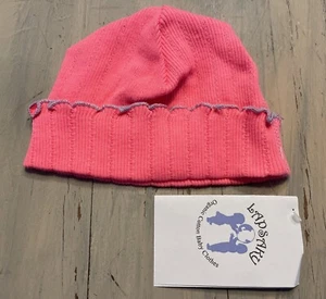 LAPSAKY ORGANICS BABY 100% orgánico Pointelle Knit Ruffle Edge Beanie Hat Rosa - Imagen 1 de 3