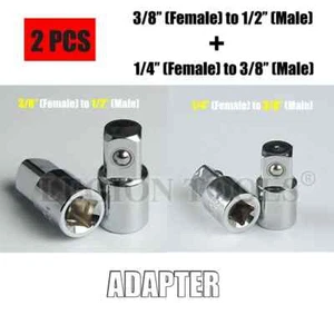 2x CrV Socket Adaptors -3/8" female to 1/2" male & 1/4" female to 3/8" male - Picture 1 of 1