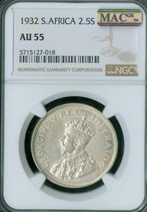 1932 SÜDAFRIKA 2,5 SCHILLING NGC AU55 MAC MAKELLOS SCHÖNE MÜNZE. - Bild 1 von 2