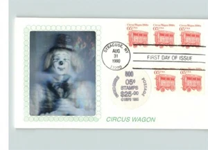 NICE! Hologram CIRCUS WAGON Coil Stamps on First Day of Issue, 1990 - Picture 1 of 1