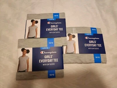 Champion Niñas Manga Corta Camiseta Diaria Gris Jaspeado Talla 10/12 Lote de 3 Foto 1 de 2